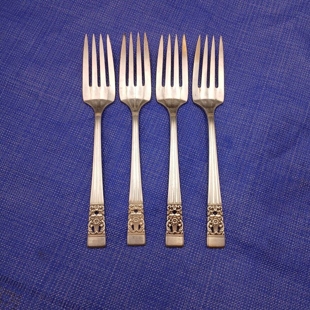 Oneida Community Coronation 1936 Set 4 Salad Fork 6.25" Antique Silverplate